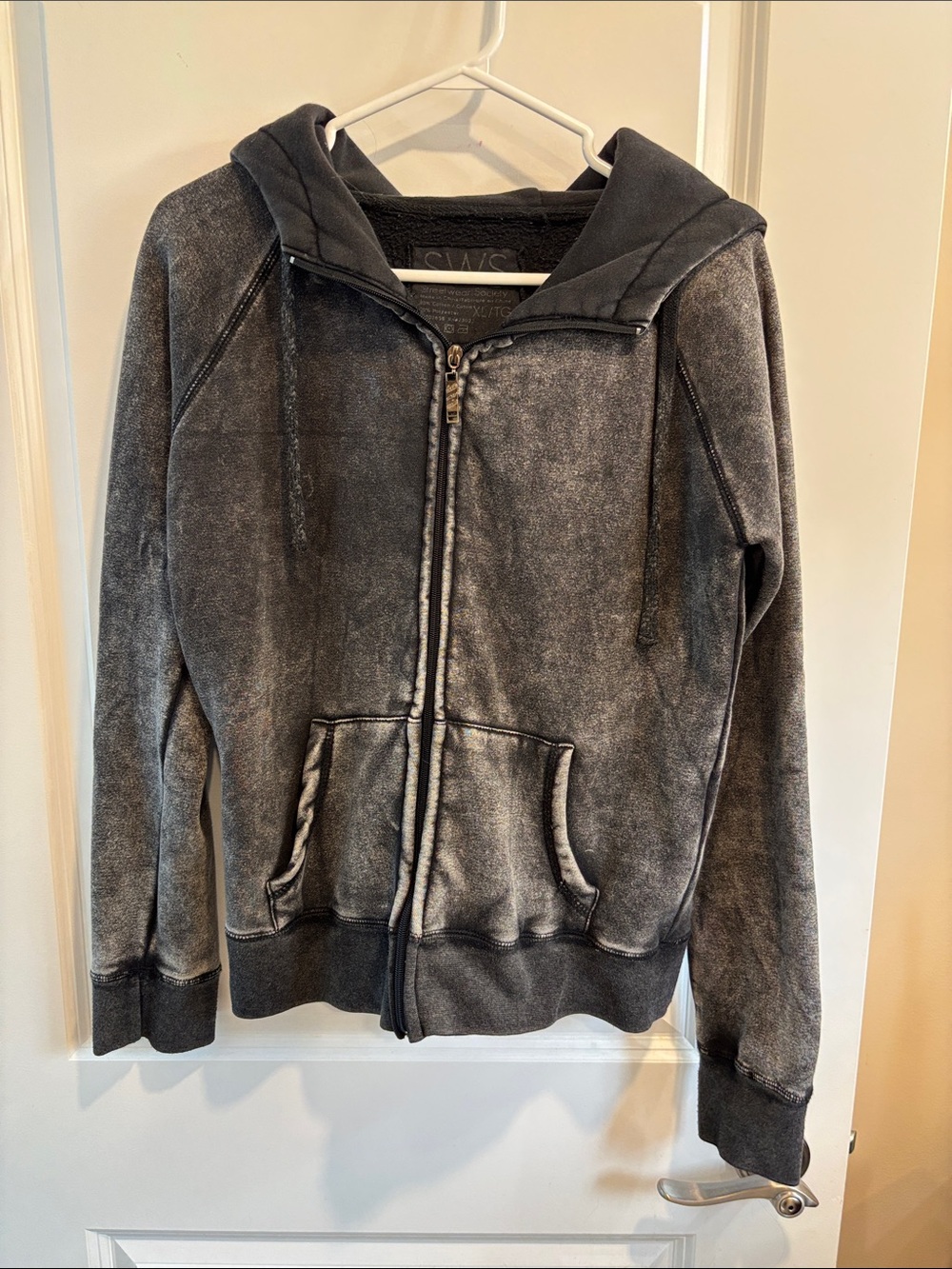 Streetwear Society Distressed Black Zip Hoodie Jacket